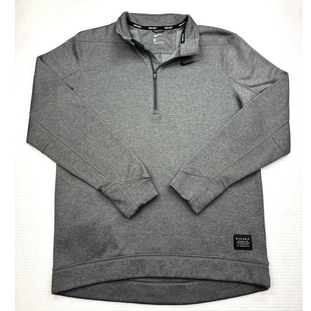 Nike Golf Quarter Zip Pullover Fleece Gray Sweatshirt Mens Size Small Therma Fit